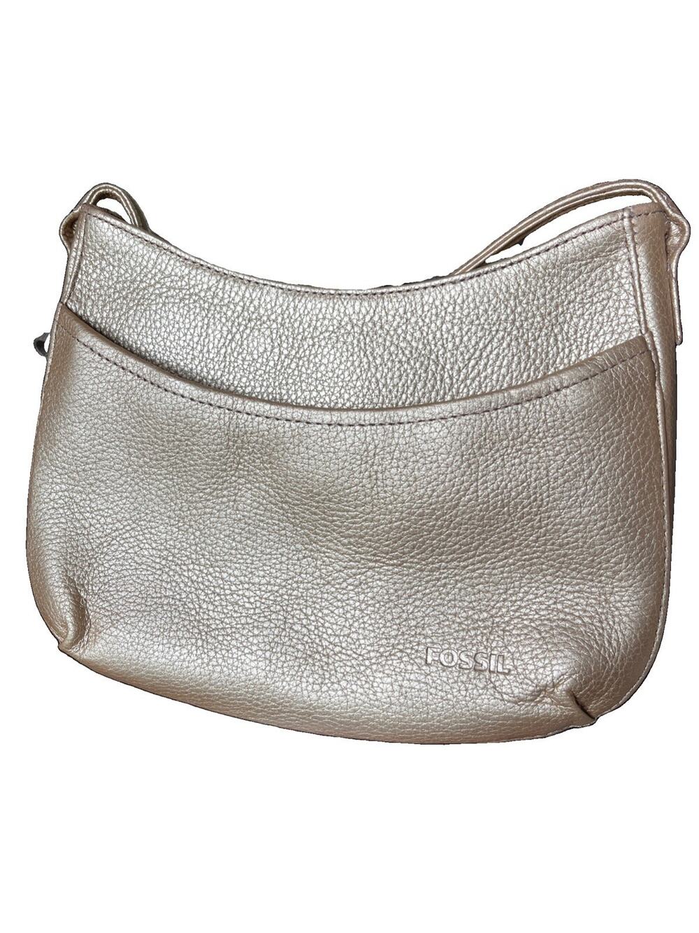 FOSSIL Leather 1954 Gold Crossbody Handbag Purse Vintage Pristine!